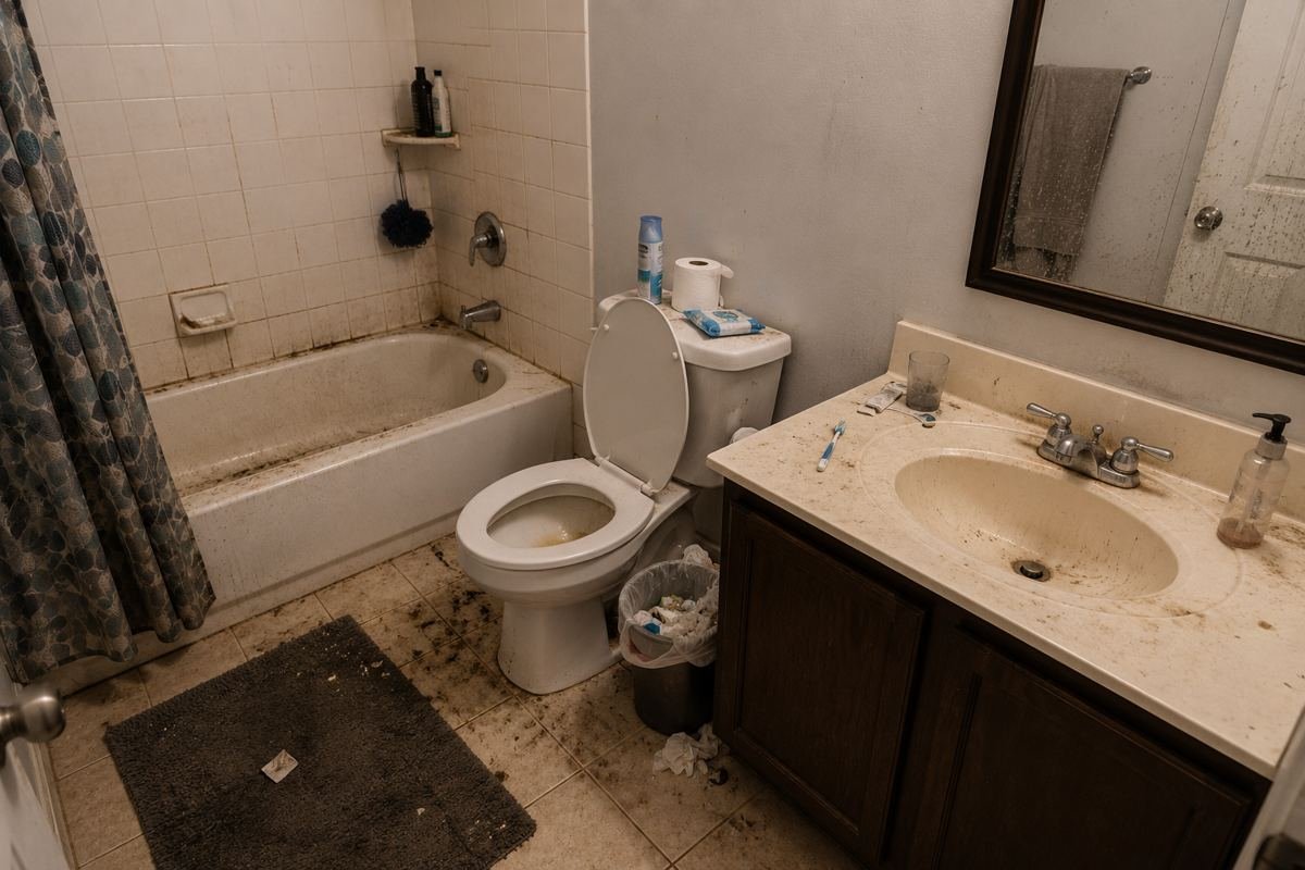 Bathroom before cleaning