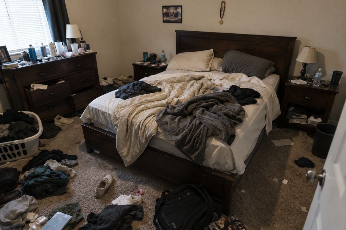 Bedroom before cleaning